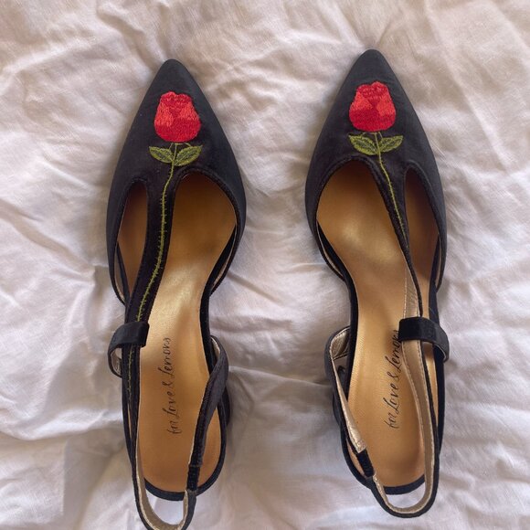 For Love & Lemons Chantilly Rose Slingback Heels - Picture 2 of 3